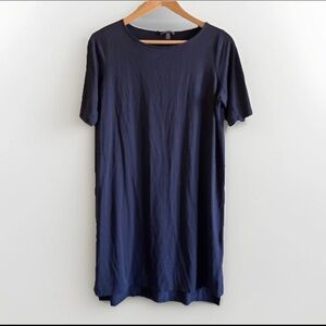 Eileen Fisher Organic Linen Shift T-Shirt Shift Dress Navy Blue Size S